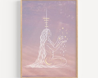 Cosmic Goddess Print | Spiritual Art | Boho Wall Art