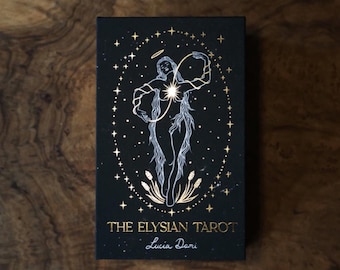 The Elysian Tarot | Gold Foiled 78 Card Tarot Deck | Guidebook Included | Celestial Greek Mythology Themes