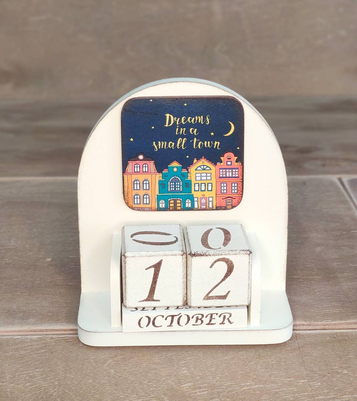 Wooden Block Calendar Desk Calendar Wood Wooden Perpetual Etsy