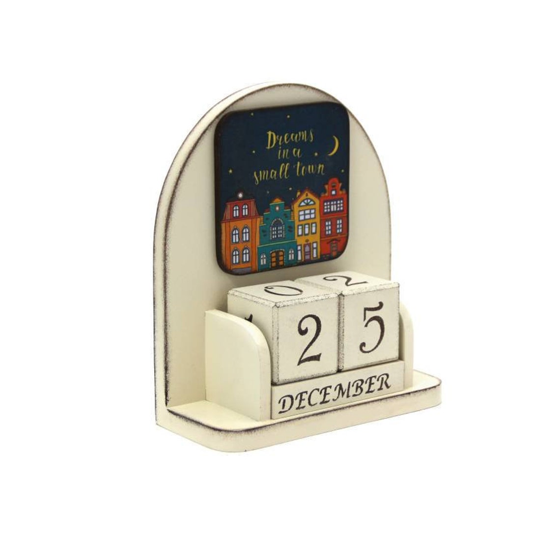 Wooden Block Calendar Desk Calendar Wood Wooden Perpetual Etsy