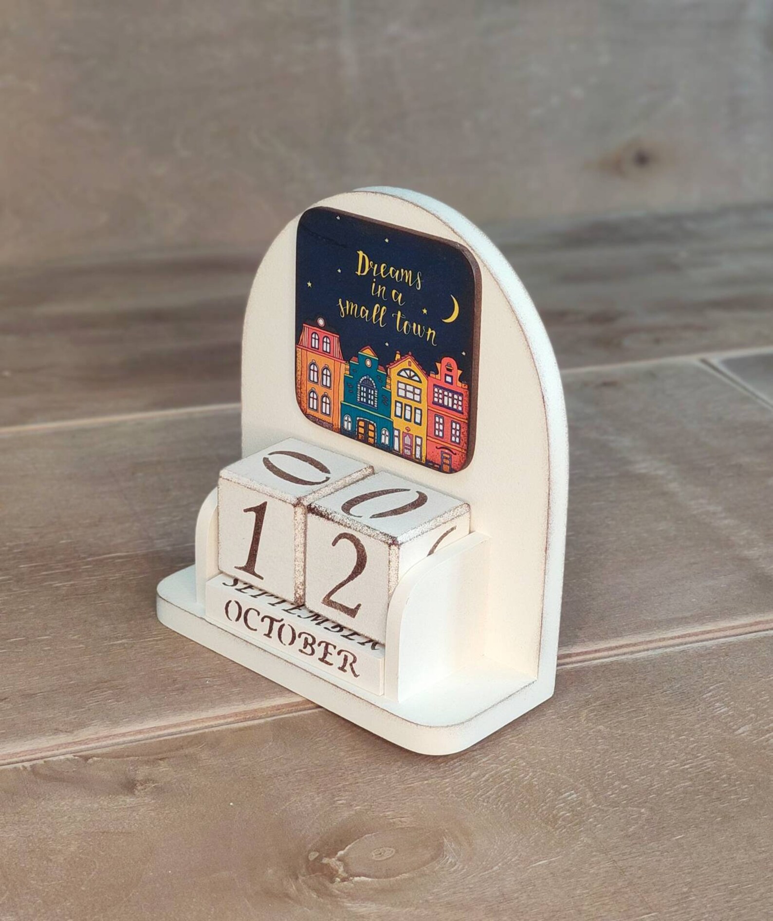 Wooden Block Calendar Desk Calendar Wood Wooden Perpetual Etsy