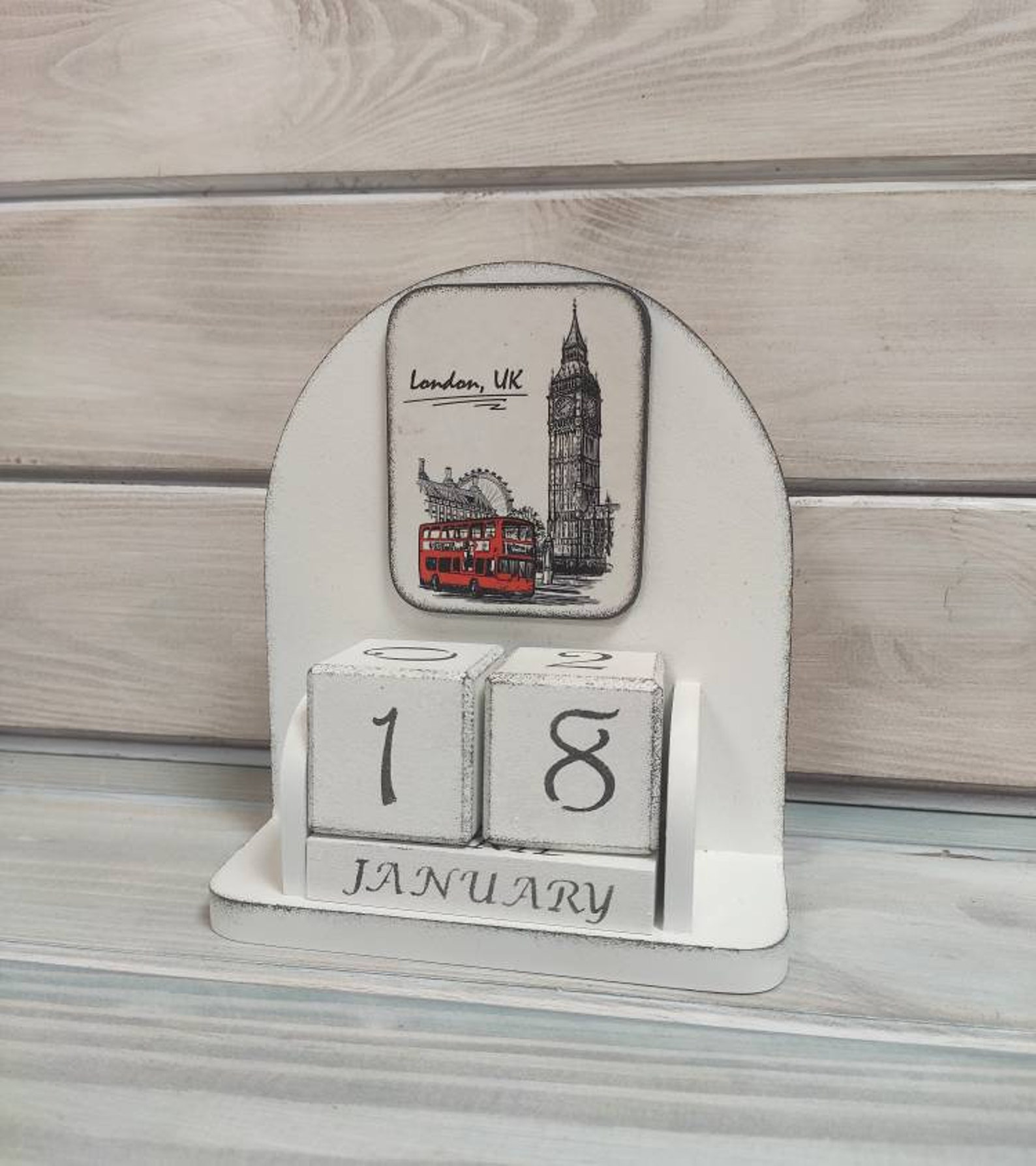 Wooden block calendar Desk calendar Perpetual calendar Wood Etsy