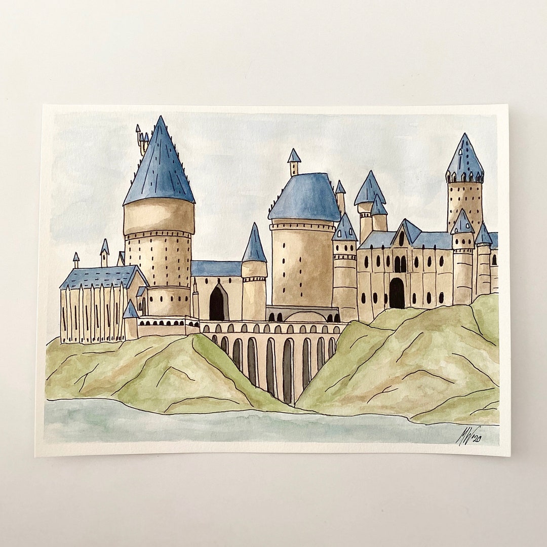 4 maisons de Poudlard - Harry Potter - Peinture à l'aquarelle 