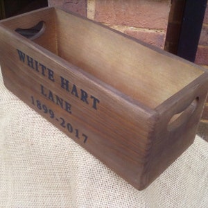 Lovely rustic wooden storage box with WHITE HART LANE 1899-2017 Makes a great Christmas /birthday gift box for Spurs football fans!