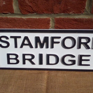 Quirky retro/vintage style &quot;STAMFORD BRIDGE&quot; wooden Chelsea football sign. A brilliant gift for Chelsea fans of all ages!