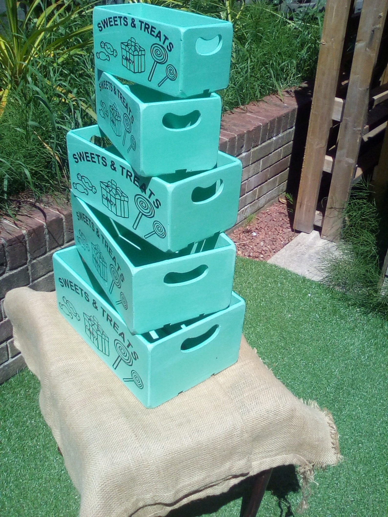Green Painted Wooden Storage Box/crate With a Cute Etsy