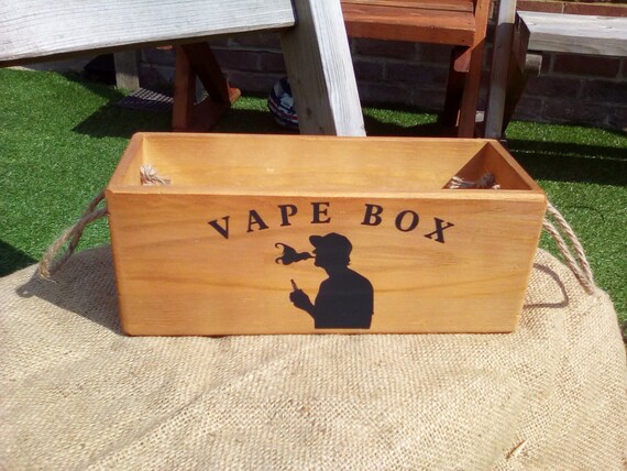 Personalised vape box Custom made wooden vaping accessory box 