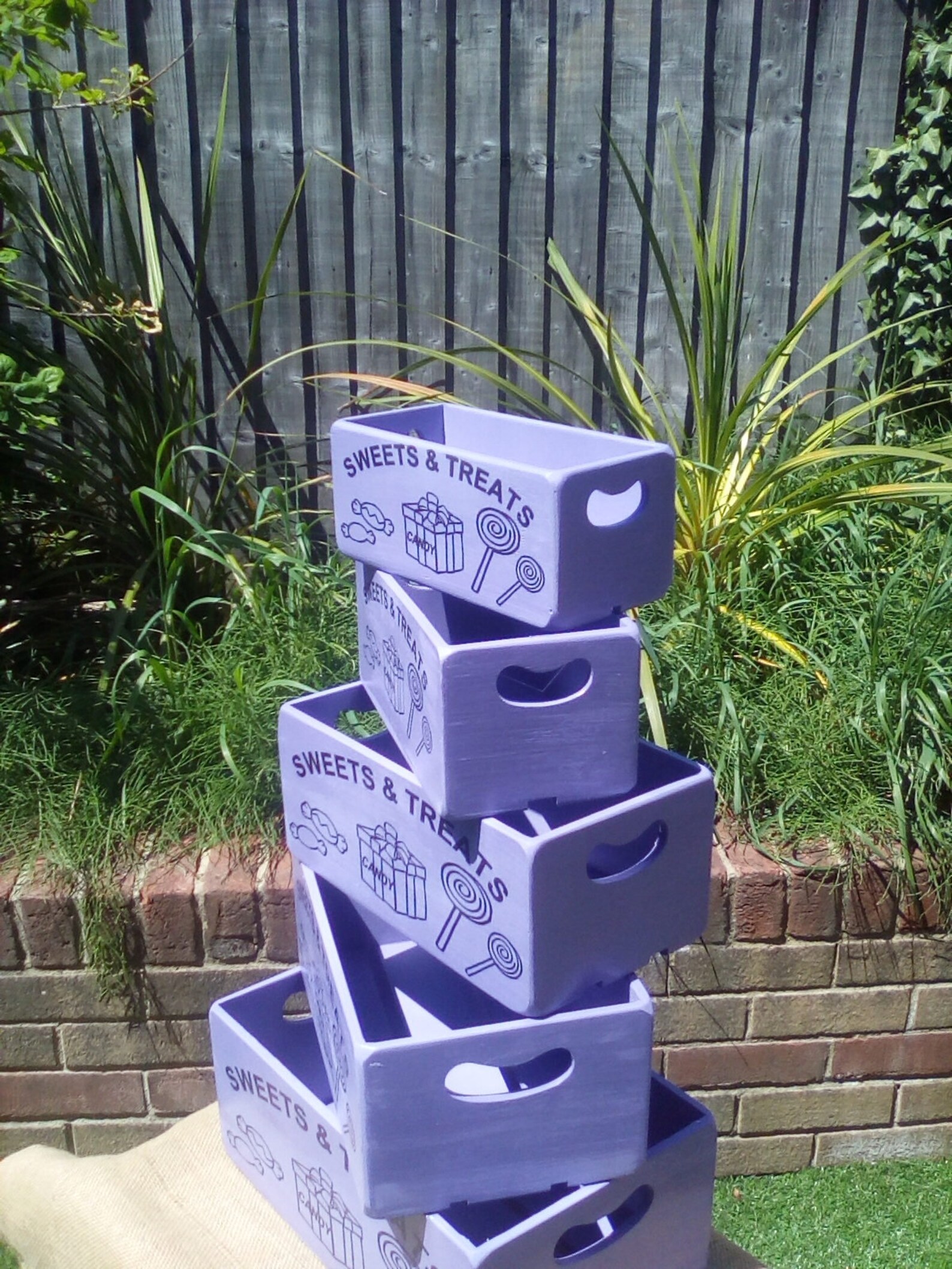 lilac painted wooden storage box/crate with Fruit and Etsy