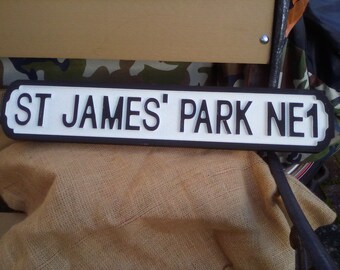 St James Park Old Fashioned Wood Newcastle Vintage Street Sign Road Sign 
