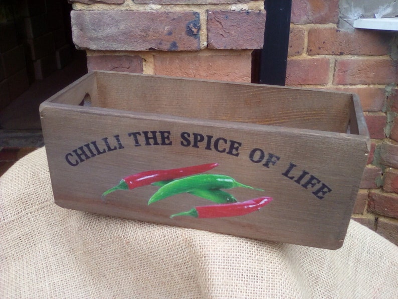 Rustic Wooden Chili Spice Storage Box, Kitchen Organizer - Etsy