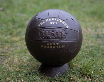 Antique leather style display football with THE HAWTHORNS B71. Makes a fantastic gift for West Bromwich Albion fans.