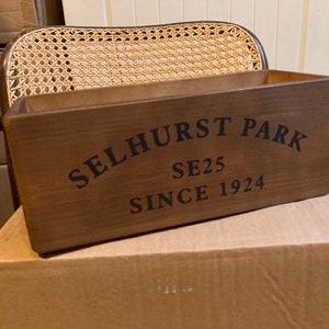 SELHURST PARK SE25. Rustic wooden storage box. Great gift for Crystal Palace football fans!