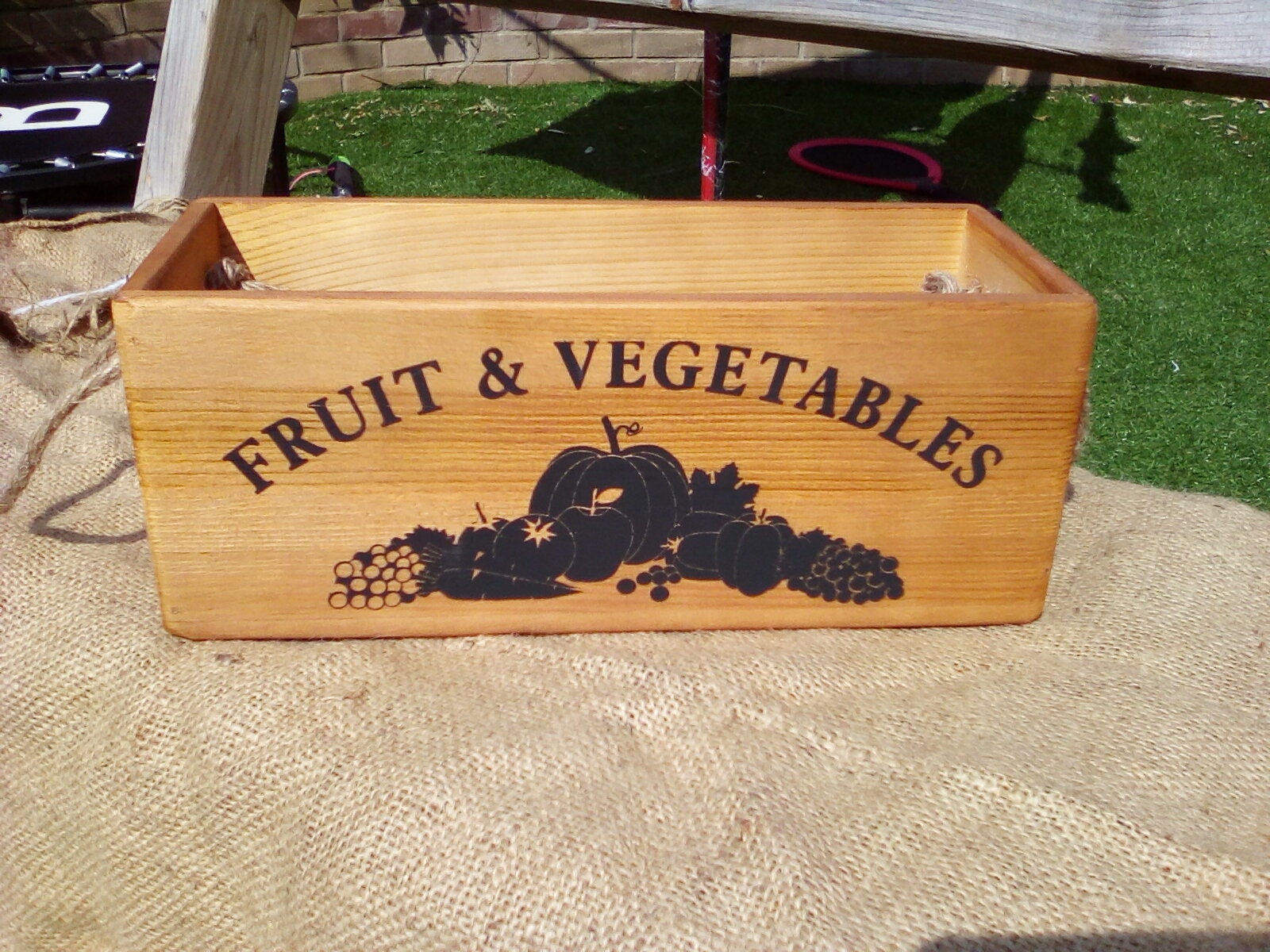 Rustic Fruit Box FRUIT & VEGETABLES. Rustic Wooden Storage Box. Looks Great in Your ...