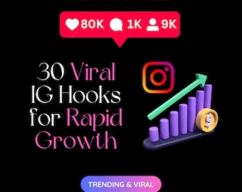 30 ganchos virales de carretes de Instagram para un crecimiento rápido con MRR y PLR / Instagram sin rostro / Experimente el crecimiento viral de Instagram
