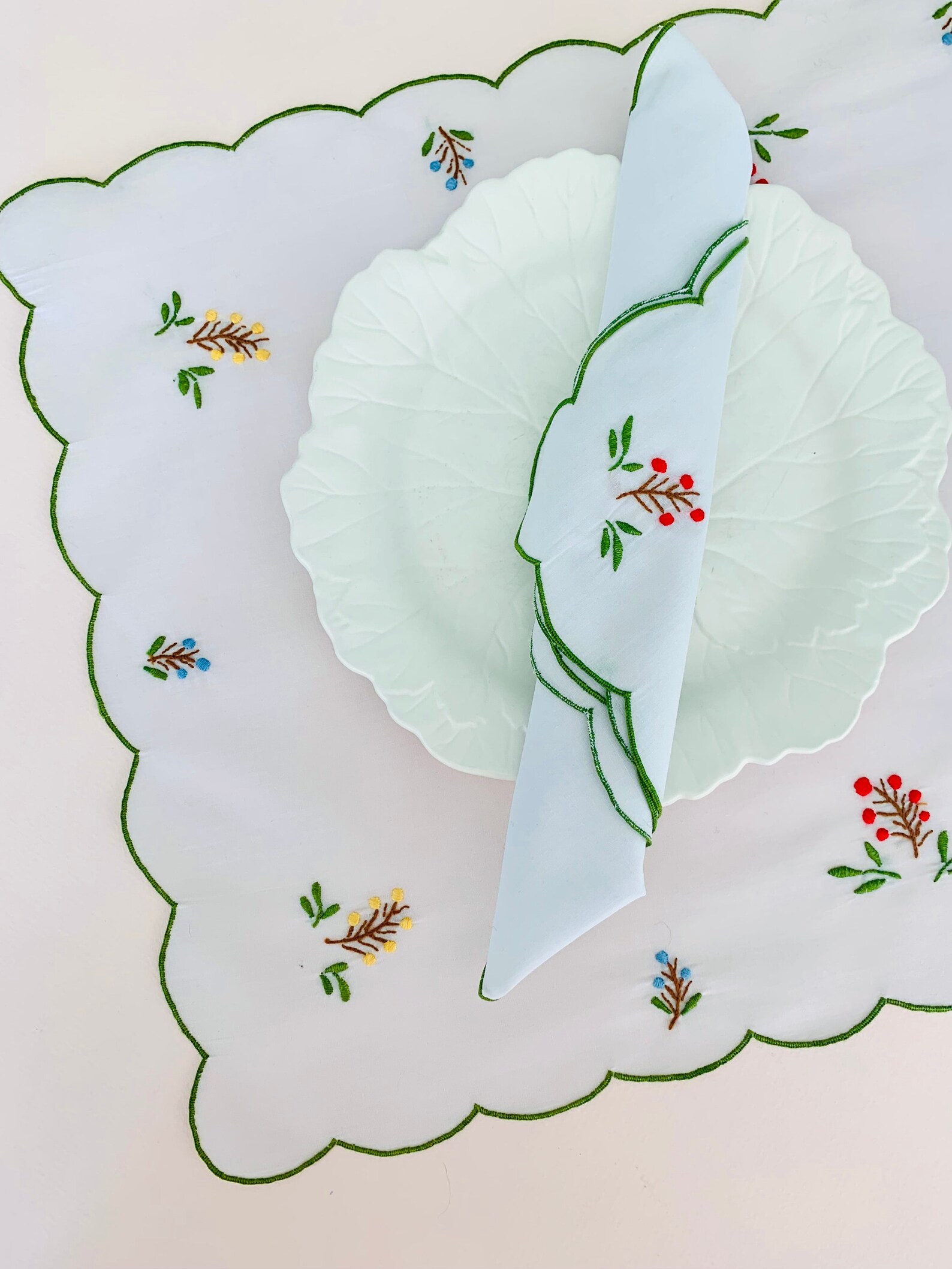 8pc Summer Floral Hand Embroidered Placemats and Napkins With Etsy