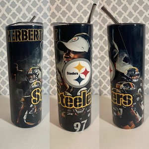 Pittsburgh Steelers 20oz. Stainless Steel Straw Tumbler w/ Cleaning Brush