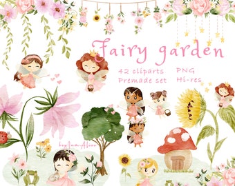 images Whimsical Enchanted Forest Clipart watercolor fairy etsy