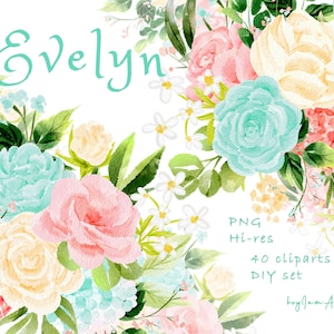 Roze munt bloemen aquarel clipart, GRATIS COMMERCIEEL gebruik, groen clipart, bruiloft bloem clipart png, gebladerte clipart, zacht roze bloemen