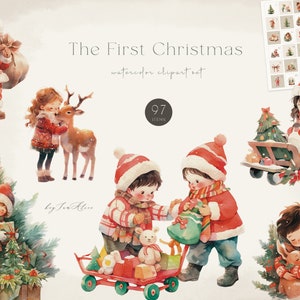 Clipart de Natal, clipart de boneco de neve, clipart de feliz Natal em aquarela, clipart de Papai Noel, feriado PNG, Noel festivo png, árvore de Natal PNG