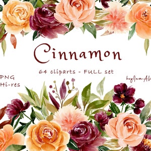 Burgund goldene Blume Aquarell Clipart, kostenlose kommerzielle Nutzung, orange Blumen Clipart PNG, Herbst Blume Clipart, Hochzeit Clipart Grafiken