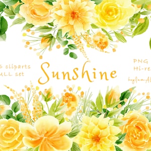 Gele aquarel bloemen clipart, gouden bloem PNG, gratis commercieel gebruik, vintage gouden clipart, bruiloft bloem clipart, zonneschijn bloemen png