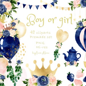 Niño o niña, es un niño, es una niña acuarela clipart, género revela PNG, imágenes prediseñadas de guardería, uso comercial gratuito, gráfico de baby shower PNG