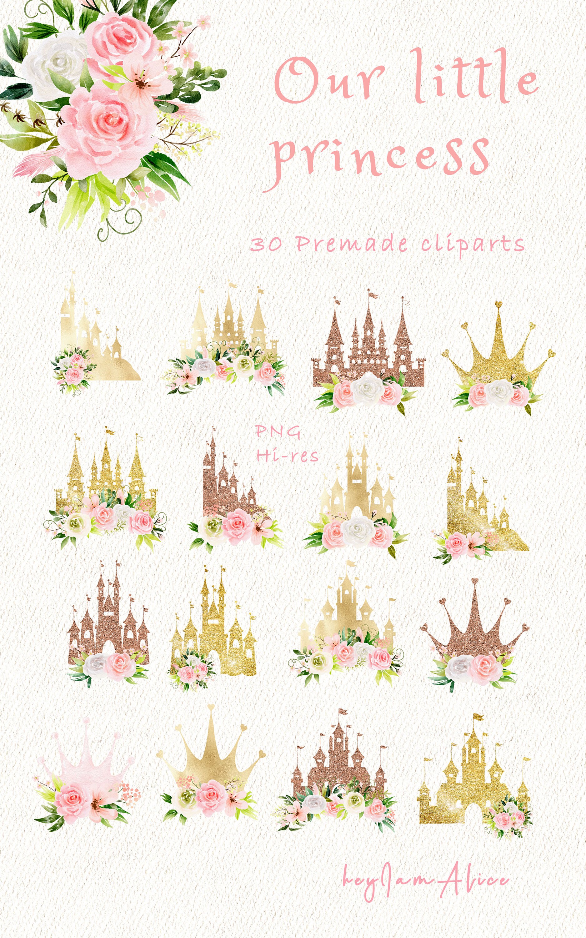 Baby Girl Watercolor Clipart, Little Princess Clipart, Nursery Clipart ...