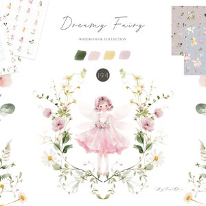 Clipart aquarelle jardin de fées, forêt enchantée, graphiques de conte de fées, clipart chambre d'enfant, fée magique, il était une fois clipart, bébé PNG