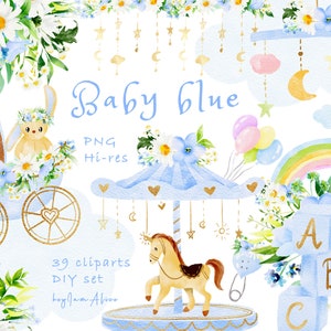 Imágenes prediseñadas azul bebé, PNG recién nacido de acuarela azul, uso COMERCIAL GRATUITO, imágenes prediseñadas de guardería azul, imágenes prediseñadas de habitación para niños png, niña png, bebé niño png