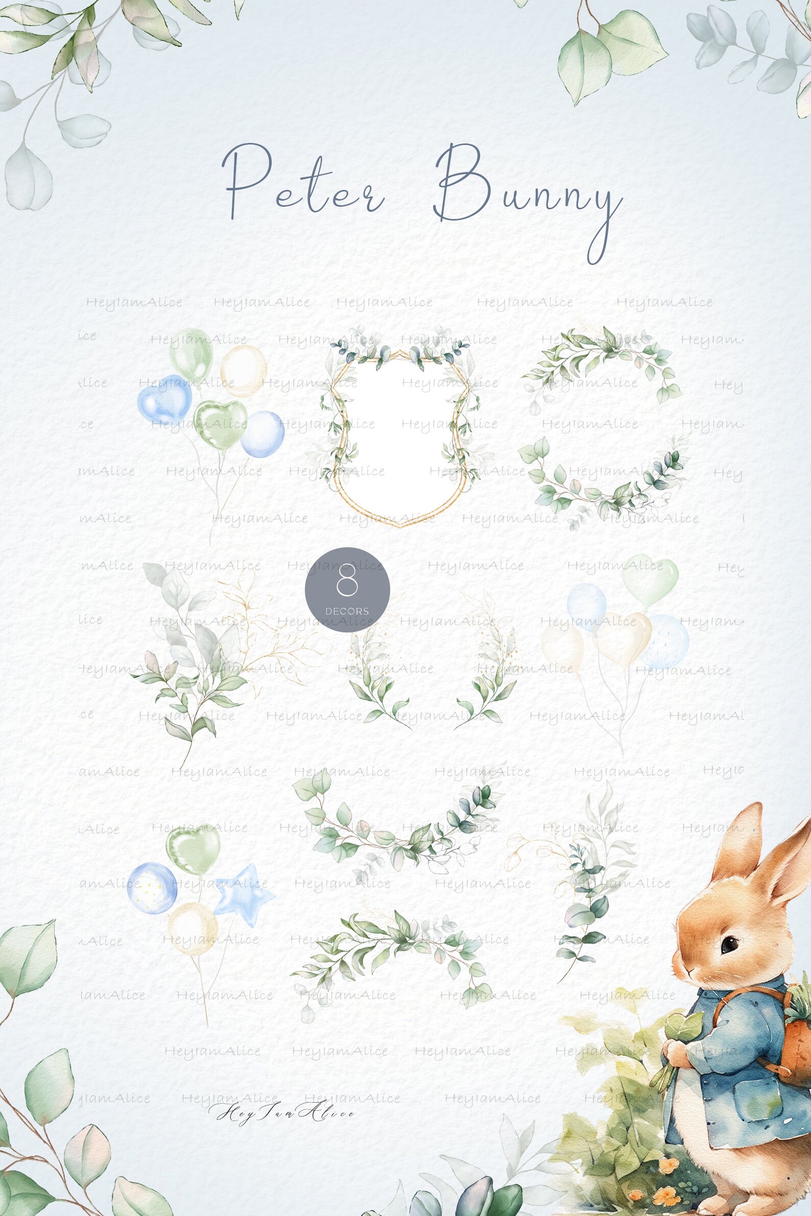 Peter Bunny Clipart, Baby Peter Bunny PNG, Woodland Animal Clipart ...