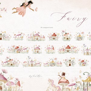 Fairy Garden Watercolor Clipart, Enchanted Forest, Fairy Tale Graphics ...