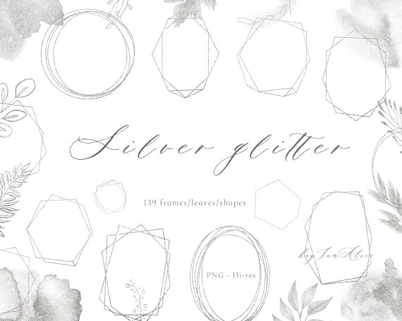 139 Geometric Frame PNG Silver Foil Geometric Polygonal - Etsy