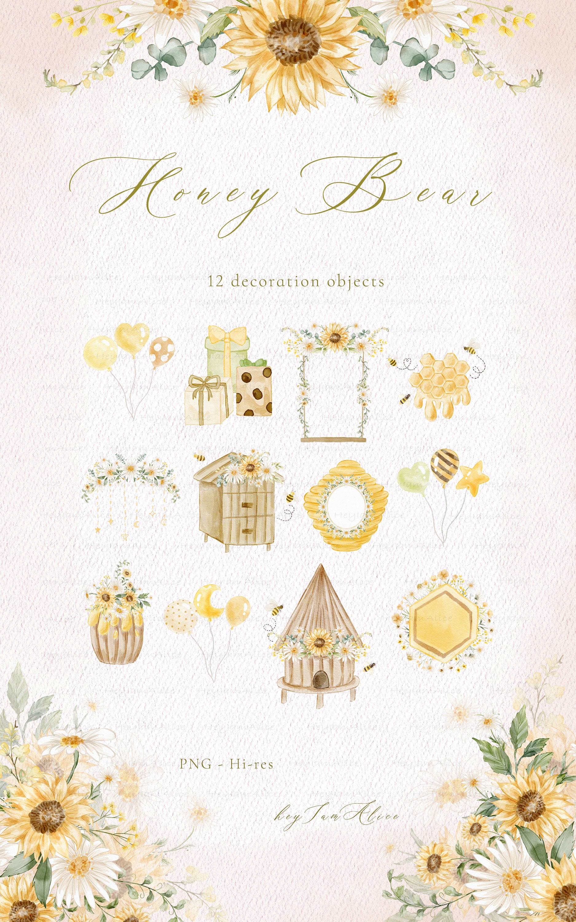 Bee and Honey Watercolor Clipart Honey Bear Graphic PNG - Etsy Australia