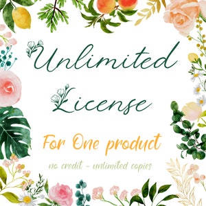 Onbeperkte commerciële licentie Add-On - GEEN CREDIT vereist - Licentie om EEN clipart set te gebruiken in items te koop - Aquarel clipart licentie