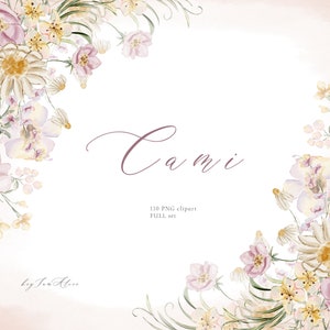 Roze gele bloem aquarel clipart, gloed roze bloemen PNG, GRATIS COMMERCIEEL gebruik, zachte madeliefje bloemen, bruiloft clipart, wilde bloemen afbeelding