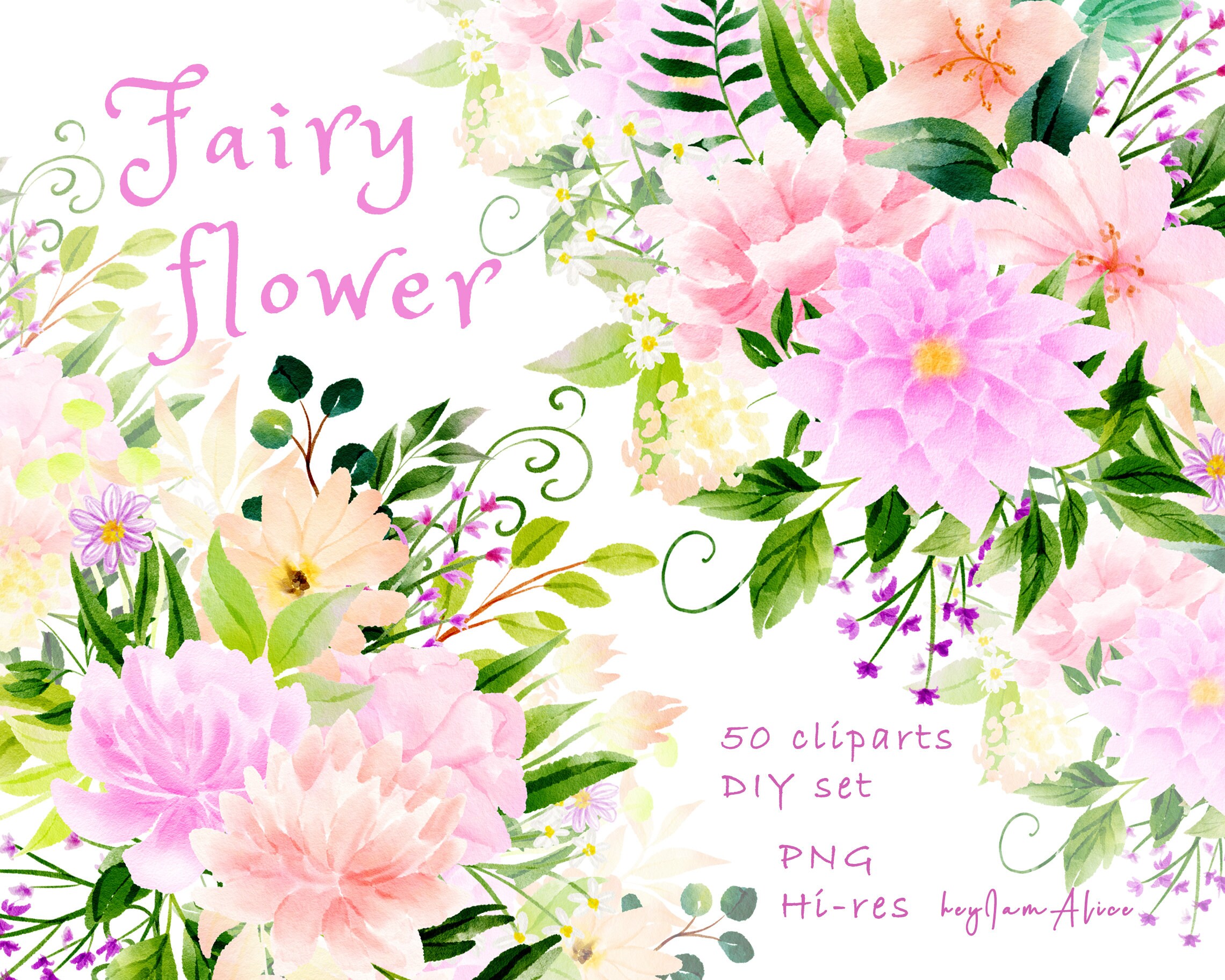 Pink blush Floral watercolor clipart, FREE COMMERCIAL use, greenery clipart, wedding flower clipart png, foliage clipart, soft pink floral