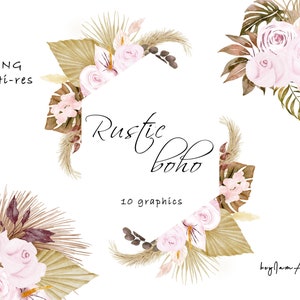 Getrocknete Palme Pampas Gras Clipart, rustikale Boho Blumen Aquarell, kostenlose kommerzielle Nutzung, Hochzeit Karte Clipart, kommerzielle Nutzung Grafik, png-Datei