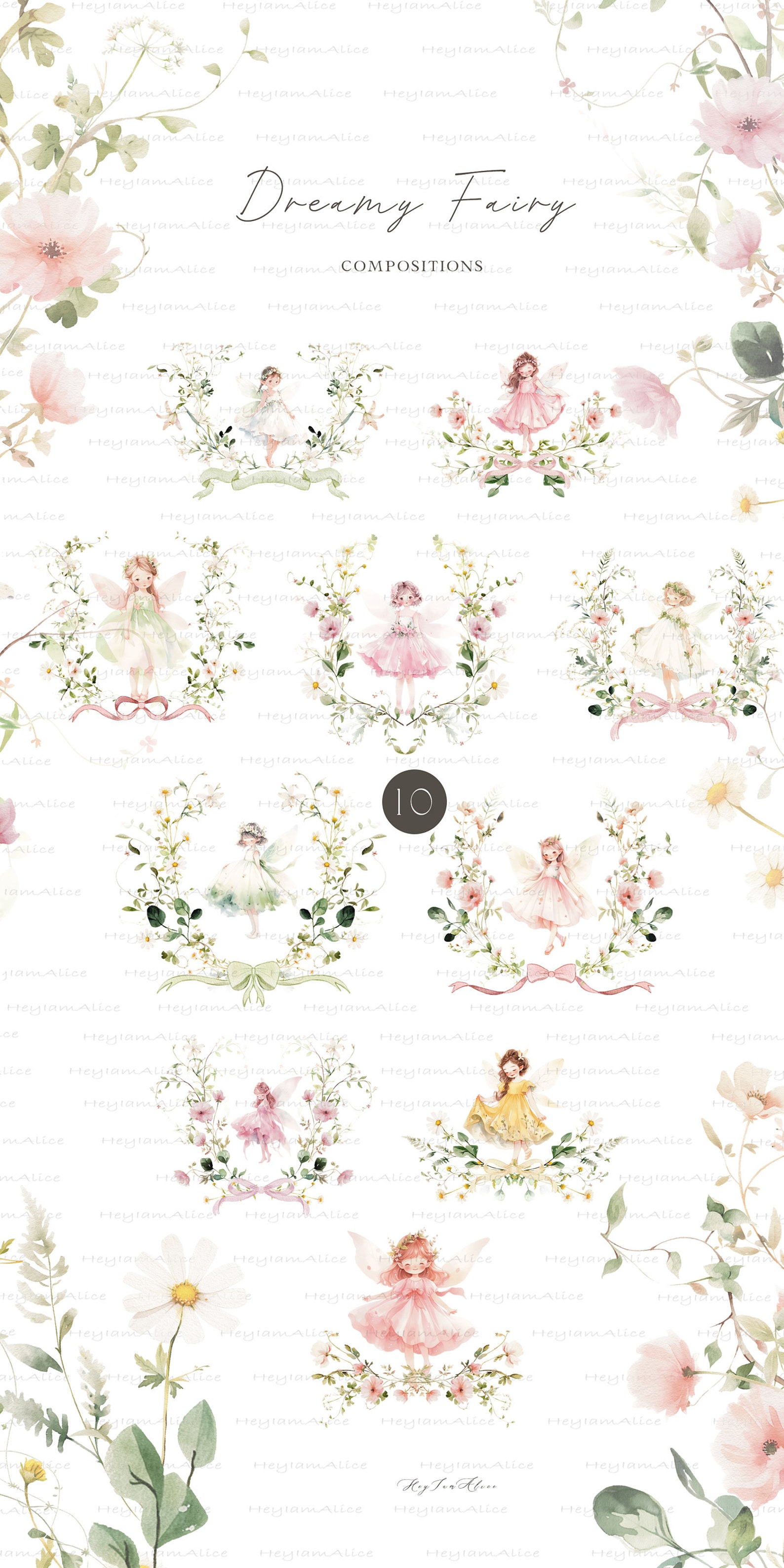 Fairy Garden Watercolor Clipart, Enchanted Forest, Fairy Tale Graphics ...