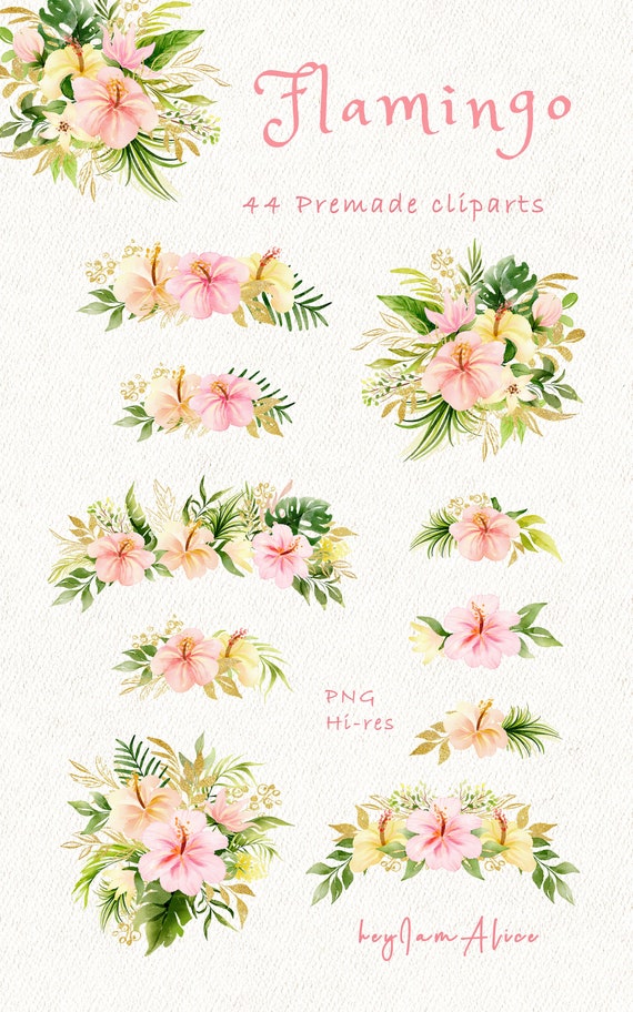 Tropical Flamingo Watercolor Clipart, Pink Flamingo PNG, Summer Party  Graphic PNG, Coconut Tree, Pineapple Clipart, Tropical Leave Flower - Etsy  Denmark