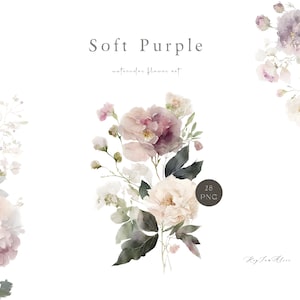 Lila Pfingstrose Blumen Aquarell Clipart, zart lila zart PNG, florale Einladung, Blumenstrauß, Hochzeit Clipart, Sublimation Design