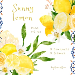 Aquarelle citron Clipart, jaune vert fruits agrumes citron ClipArt, utilisation COMMERCIALE gratuite PNG, clipart de fruits, décor de citron, décor de modèle Italia