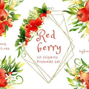 Watercolor red berry Clipart, wild red berry ClipArt png, FREE COMMERCIAL use, fruit clipart png, wild berry decor, red berry graphic png