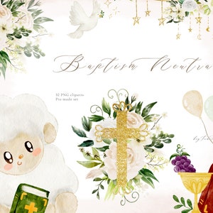 Doop clipart, bloemen kruis grafische PNG, eerste communie clipart, engel PNG, baby meisje doop, doop afbeelding, baby clipart PNG