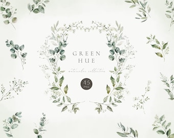 Watercolor elegant Greenery Frame, Wedding Clipart, boho soft elegant leave greenery PNG, Foliage Eucalyptus Wreath, eucalyptus leave PNG