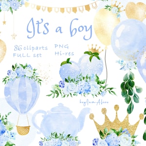 Het is een jongen, het is een meisje aquarel clipart, gender reveal PNG, kinderkamer clipart, gratis commercieel gebruik, baby shower afbeelding, ballon clipart