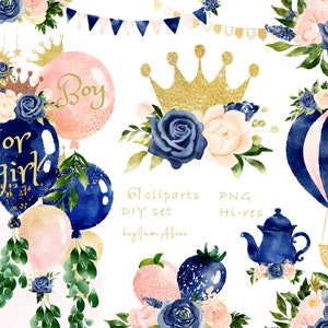 Jongen of meisje, het is een jongen, het is een meisje aquarel clipart, gender reveal PNG, kinderkamer clipart, gratis commercieel gebruik, baby shower grafische PNG