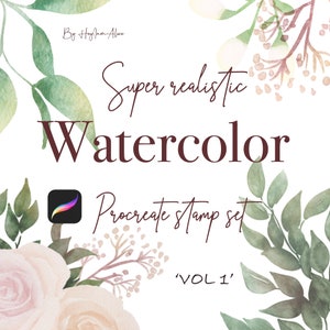 100 Realistic Watercolor Stamp, FREE COMMERCIAL USE, Floral Procreate Stamp, Procreate brush, bouquet creator, clipart creator