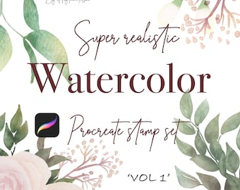 100 リアルな水彩スタンプ、無料商用利用、花柄 Procreate スタンプ、Procreate ブラシ、ブーケ クリエーター、クリップアート クリエーター
