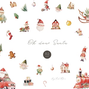 Clipart de Natal, clipart de casa aconchegante, clipart de feliz Natal em aquarela, clipart de Papai Noel, feriado PNG, Noel festivo png, árvore de Natal