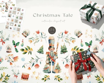 Nutcracker clipart, watercolor nutcracker graphic PNG, Christmas clipart PNG,  ballerina digital download, kid printable, fairy tale PNG